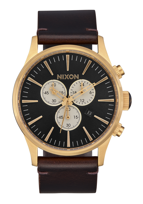 Sentry Chrono Leather - Gold / Indigo / Brown