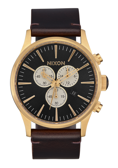 Sentry Chrono Leather - Gold / Indigo / Brown