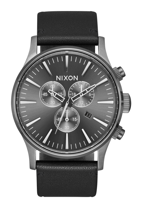 Sentry Chrono Leather - All Gunmetal / Black