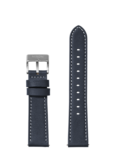 20mm Stitched Leather Band - Navy